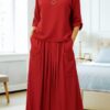 Compleu elegant damă fustă lungă rosu