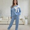 Trening damă elegant albastru cu fundă