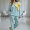 Trening damă elegant bleu cu fundă