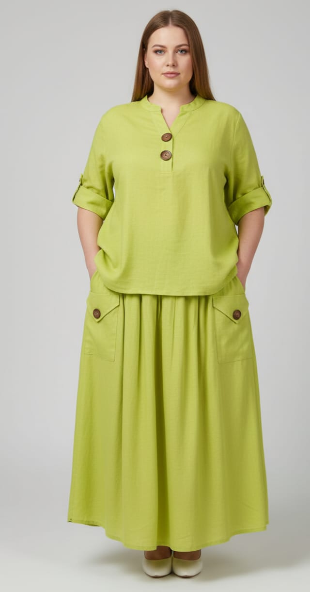 Compleu elegant damă fustă lungă galben