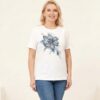 Tricou dama lejer imprimeu floare alb