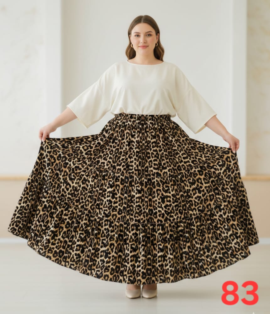 Fusta bumbac animal print leopard deschis