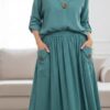 Compleu elegant damă fustă lunga turcoaz