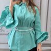 Cămașă elegantă vaporoasă damă verde menta
