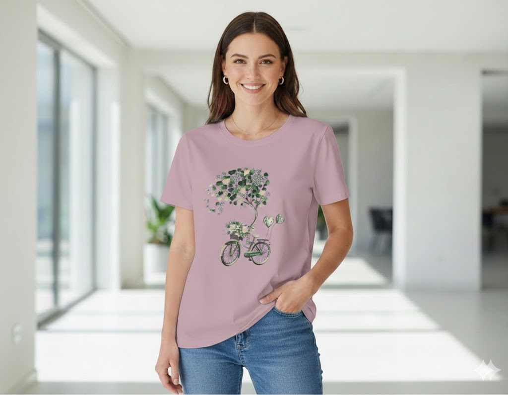 Tricou dama bumbac lila 1+1cadou bike