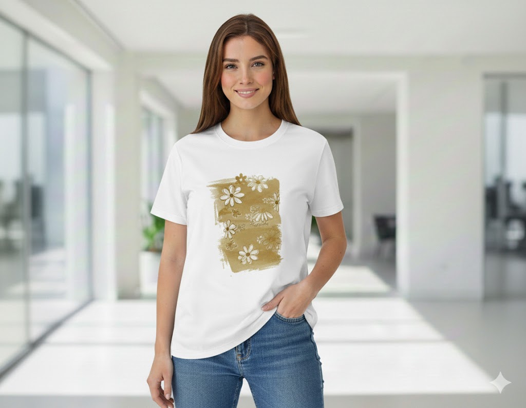 Tricou dama bumbac alb 1+1cadou margarete