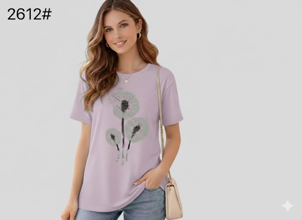 Tricou dama bumbac lila 1+1cadou papadie