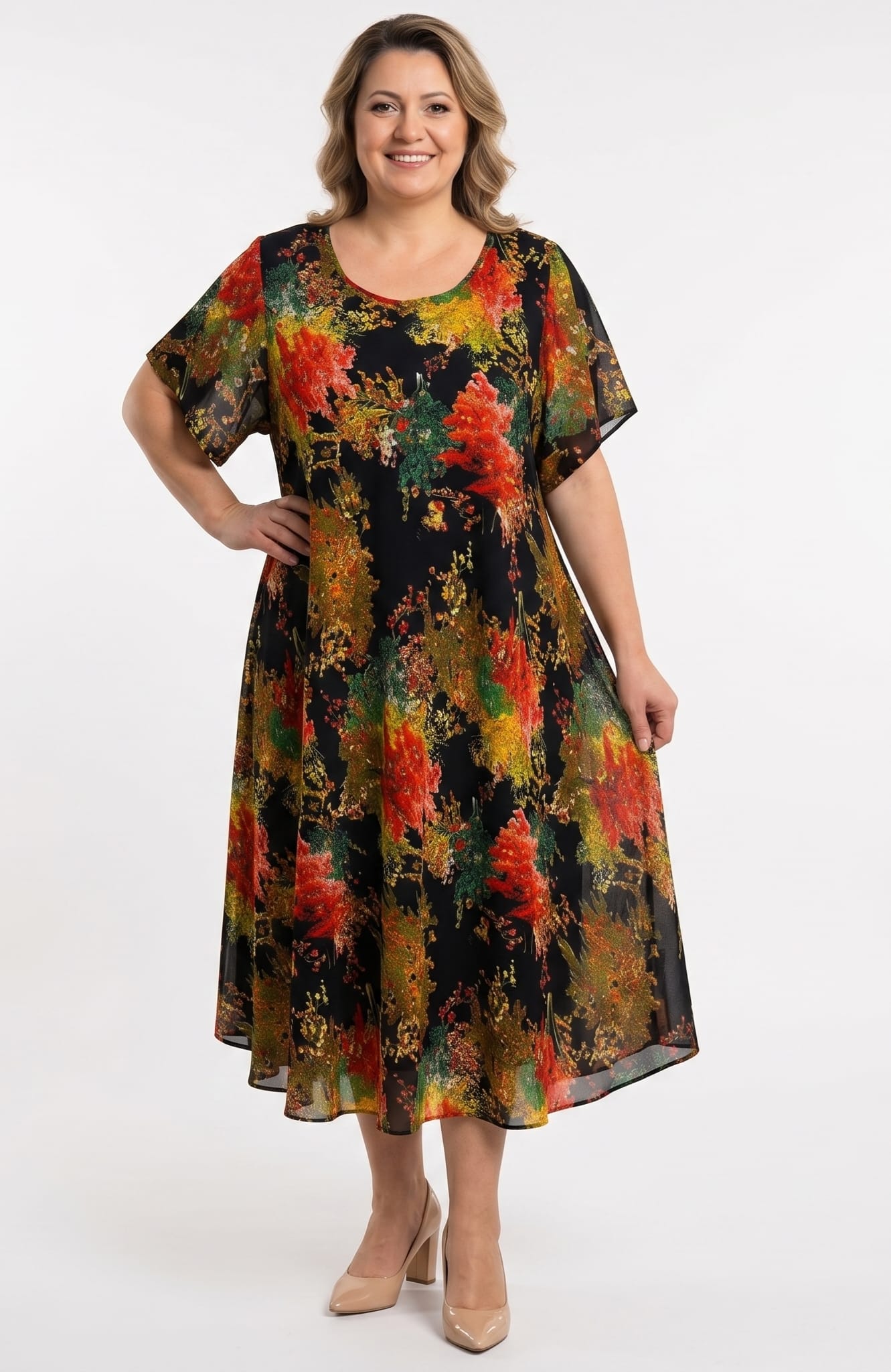 Rochie marime mare multicolora Raya