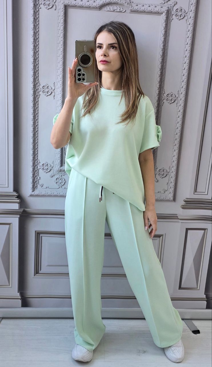 Compleu dama maneca scurta verde menta