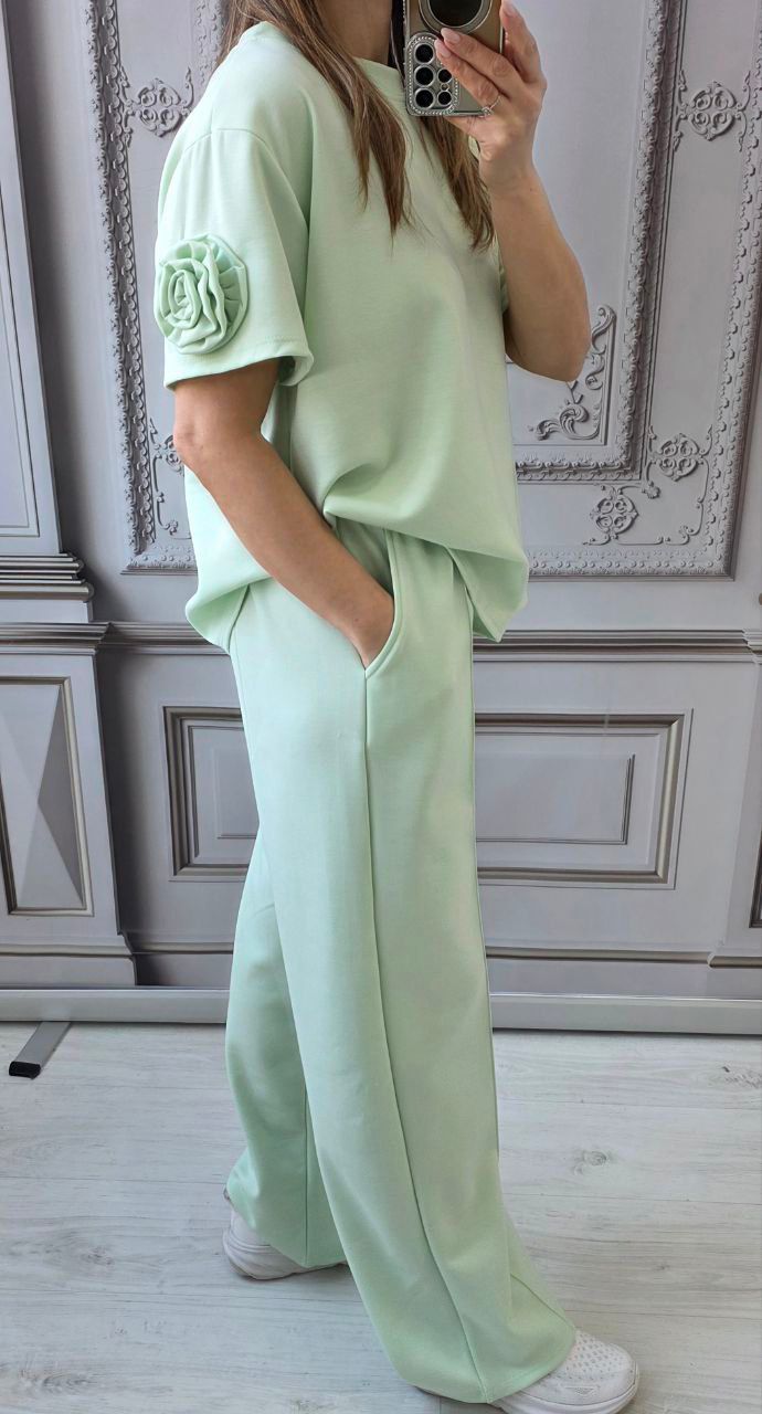 Compleu dama maneca scurta verde menta