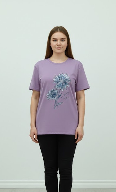 Tricou dama bumbac lila 1+1cadou tuberoza