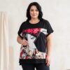 Tricou supradimensional dama negru imprimeu lady