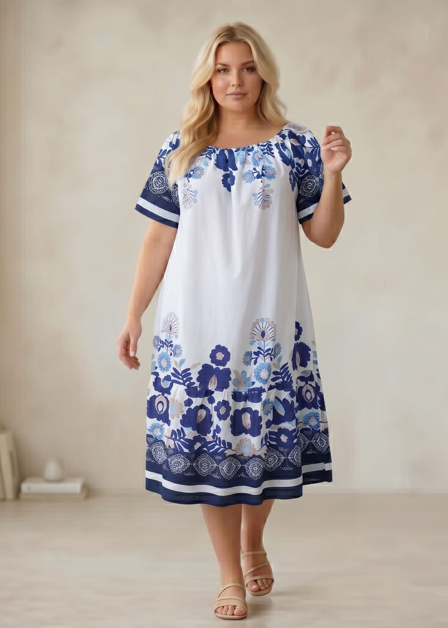 Rochie damă mărimi mari 1+1cadou albastru