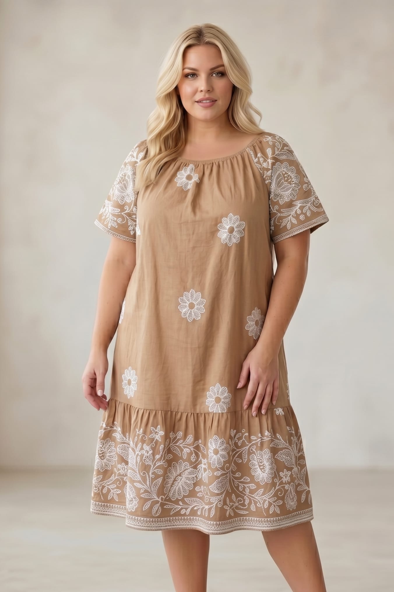 Rochie mărimi mari vaporoasă 1+1 cadou