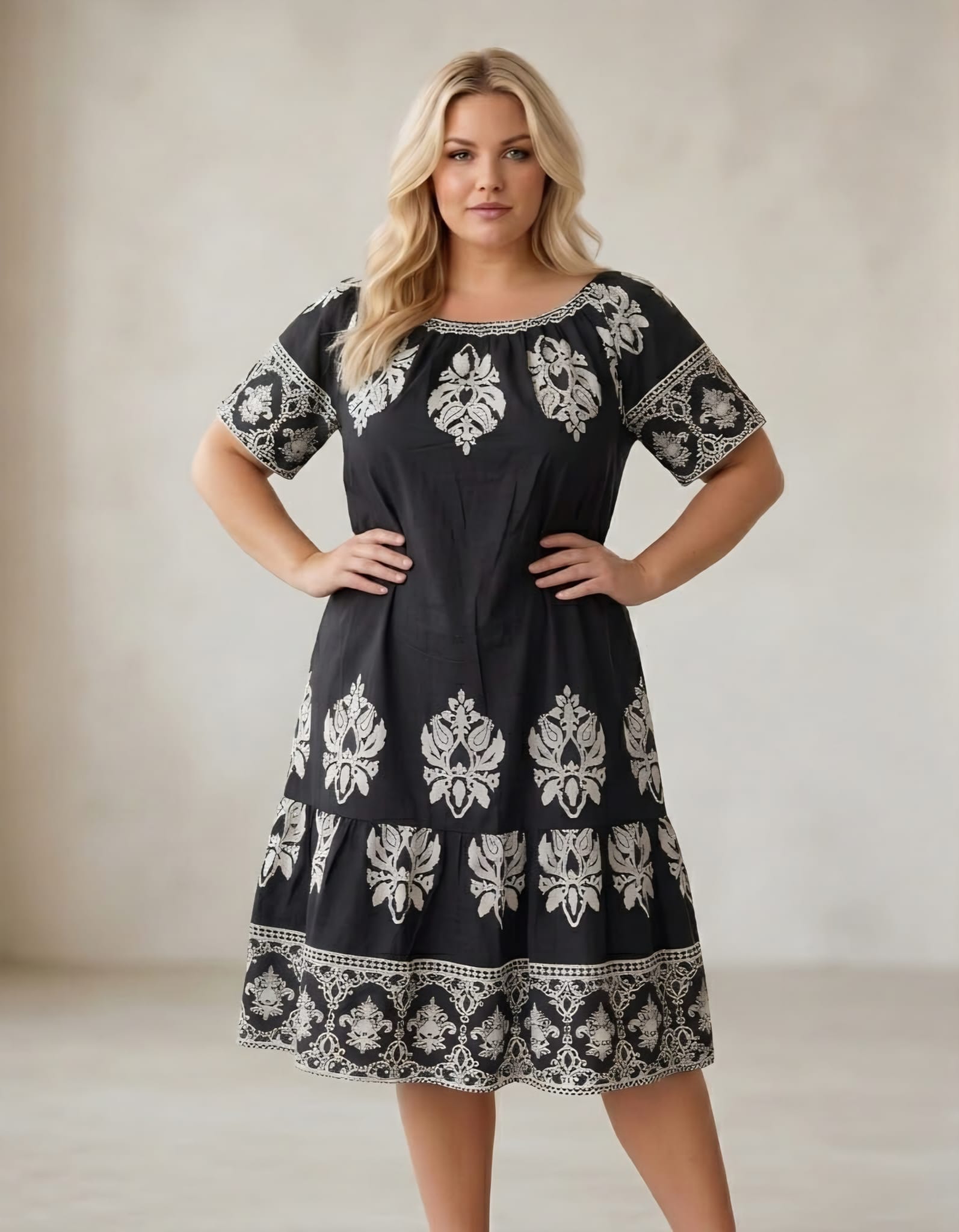 Rochie damă mărimi mari negru 1+1cadou