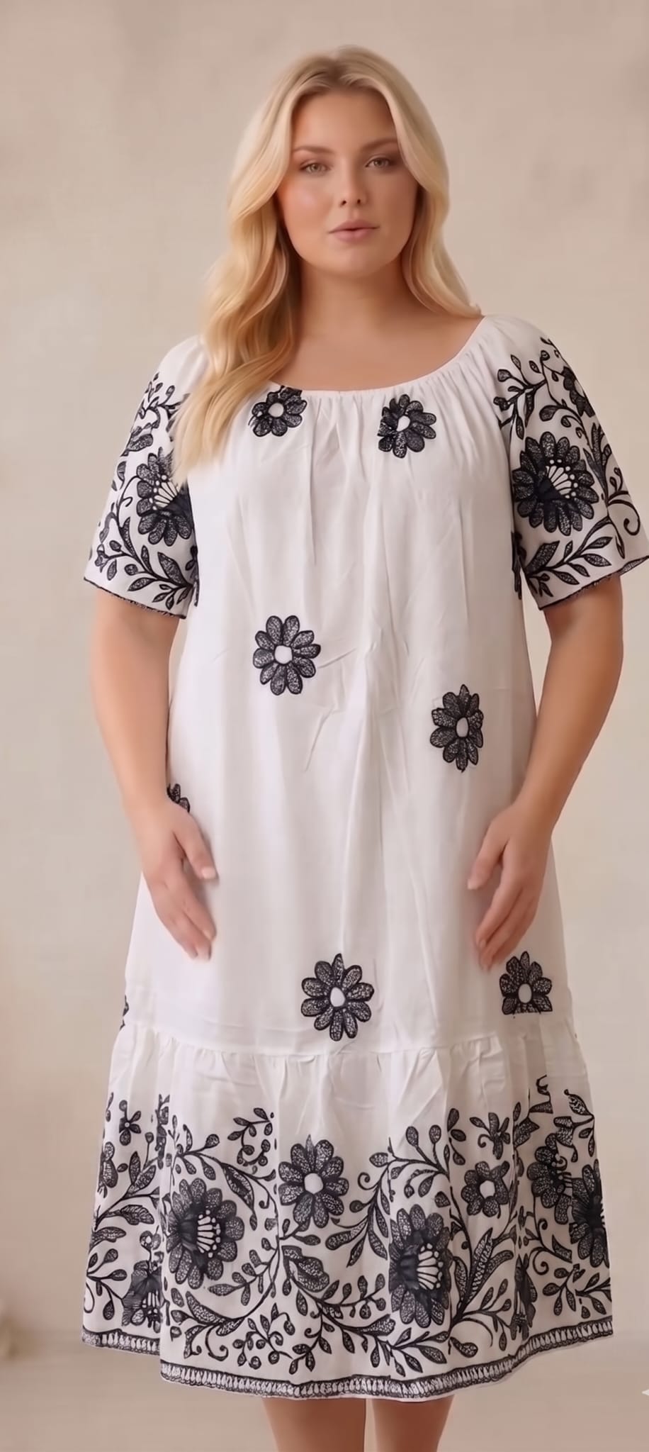 Rochie damă mărimi mari floricele 1+1cadou