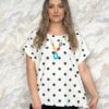 Tricou modern dama cu buline alb