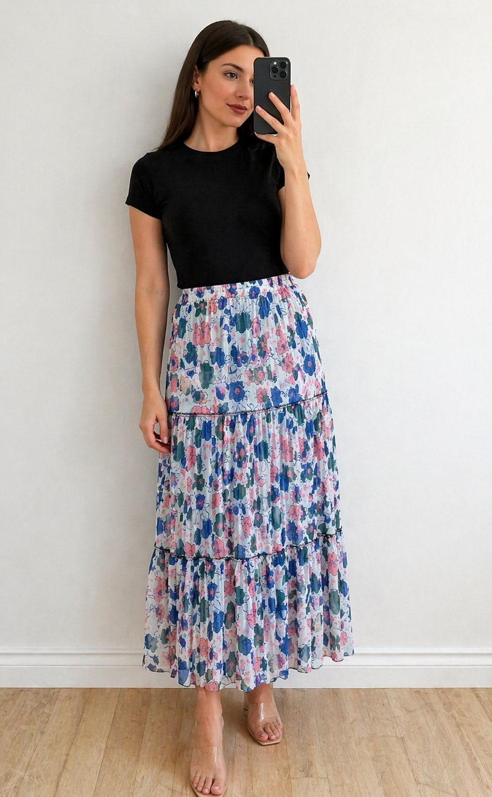 Fustă voal dama lejera imprimeu floral