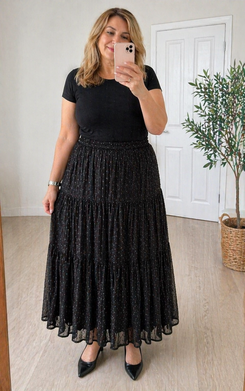 Fustă voal dama lejera vaporoasa negru