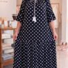 Rochie lunga cu buline negru largă