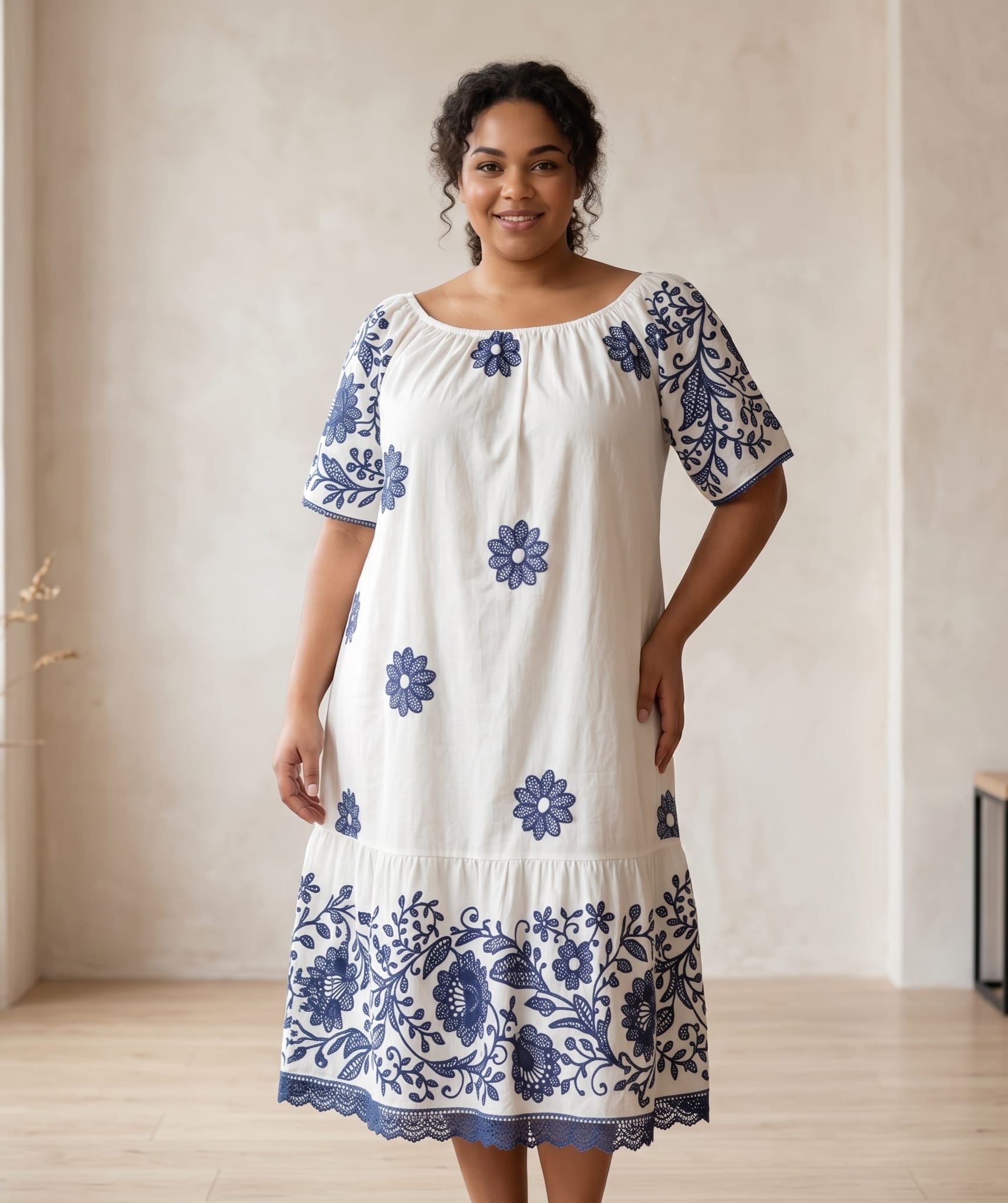 Rochie damă mărimi mari albastru 1+1cadou