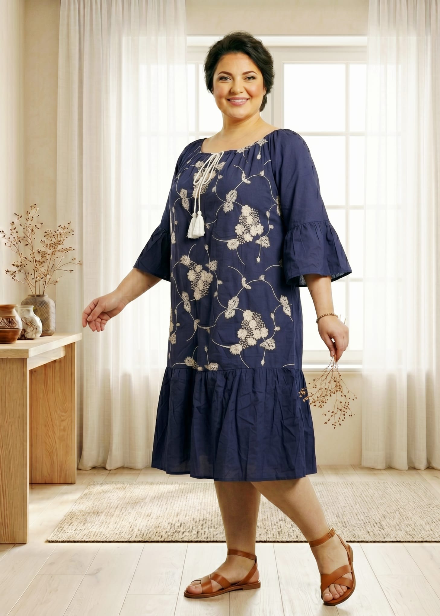 Rochii marimi mari cu broderie florală