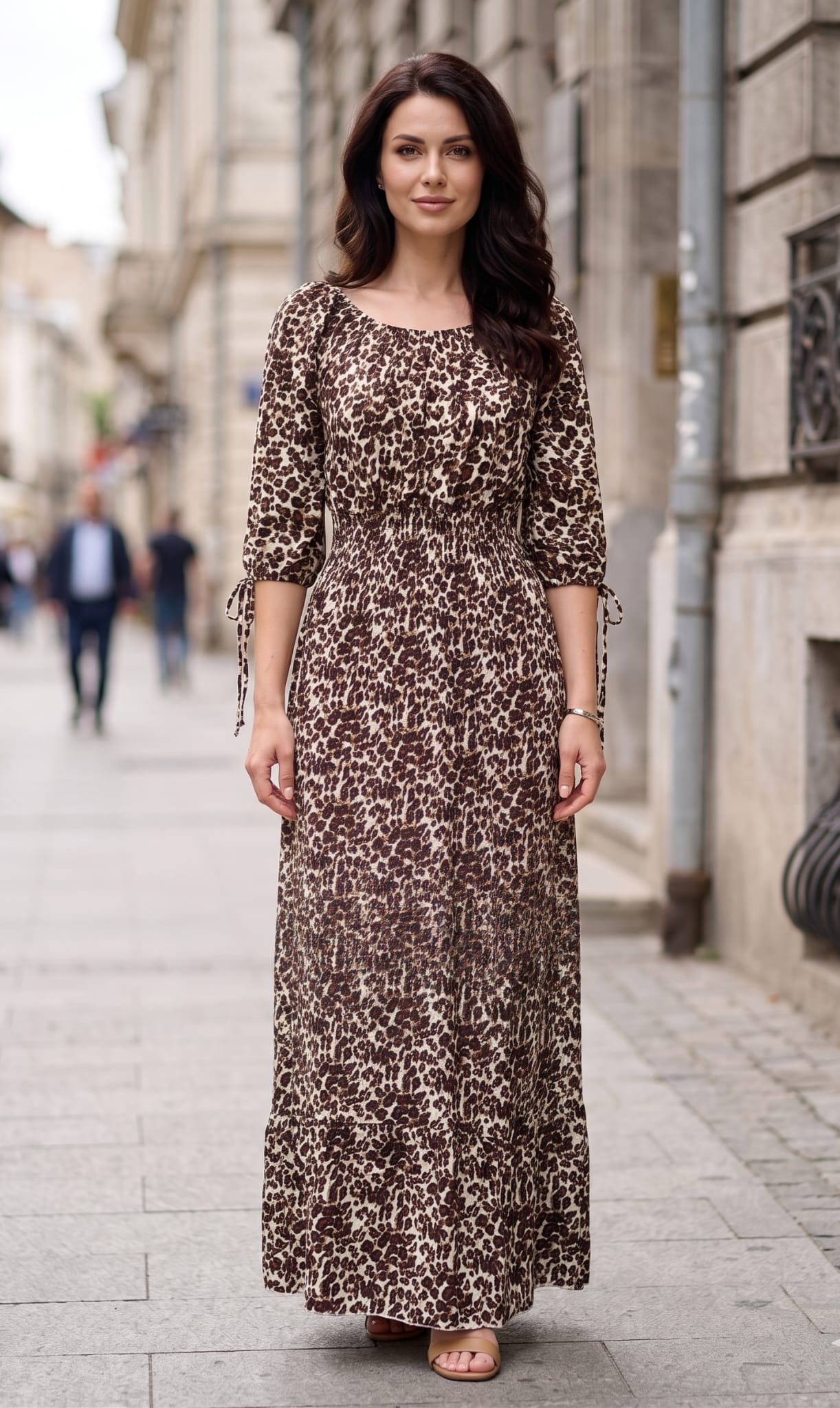 Rochita lunga 1+1cadou imprimeu leopard inchis