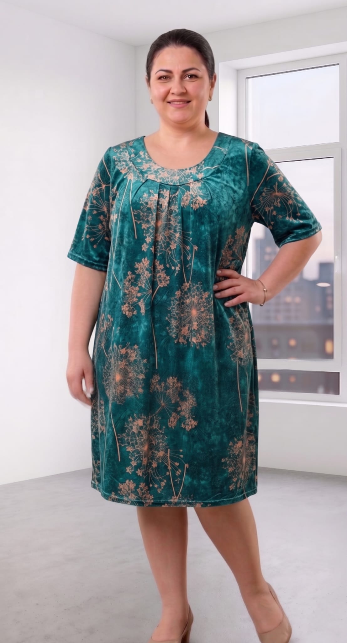 Rochie XXL damă verde elegantă 1+1