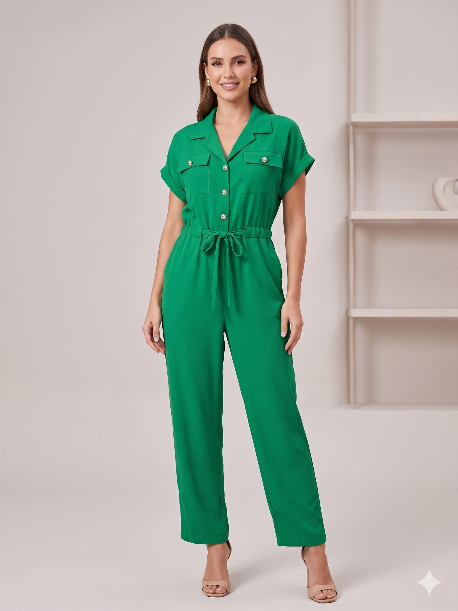 Salopeta dama eleganta versastila culoare verde