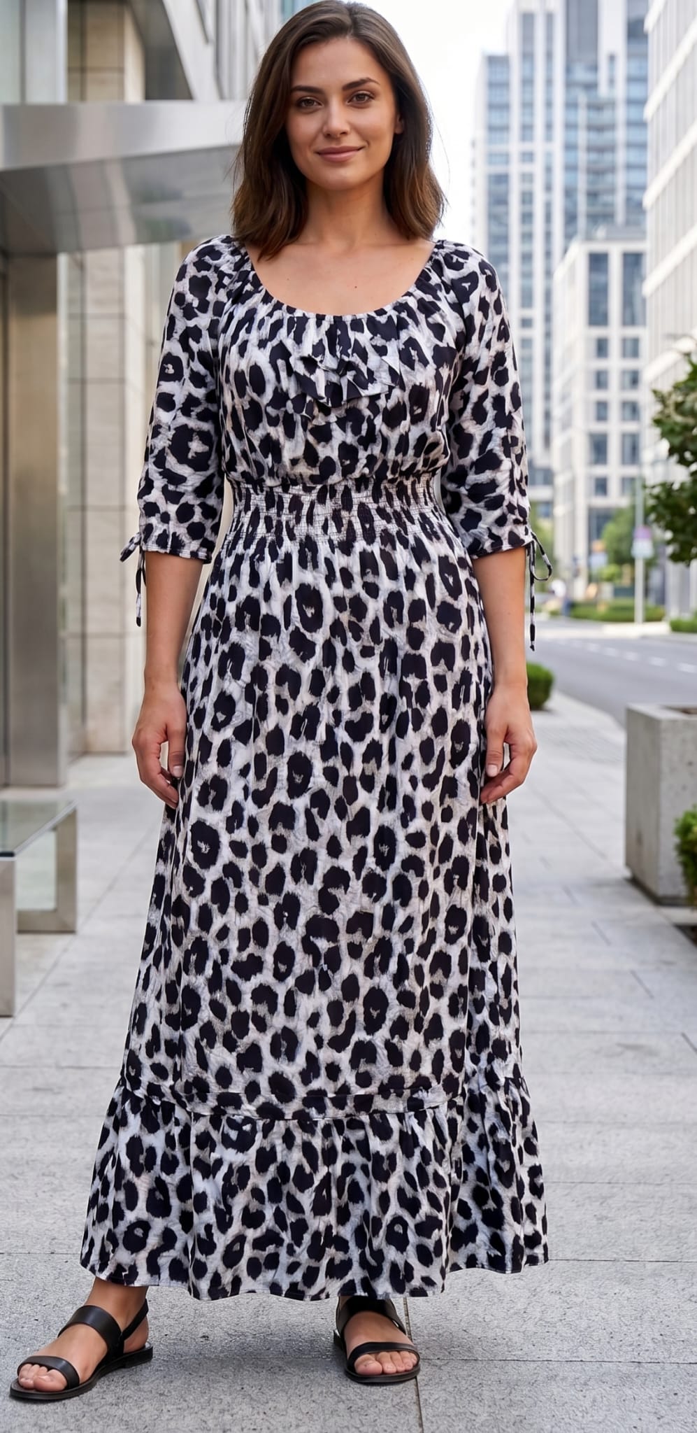 Rochita lunga 1+1cadou leopard alb negru