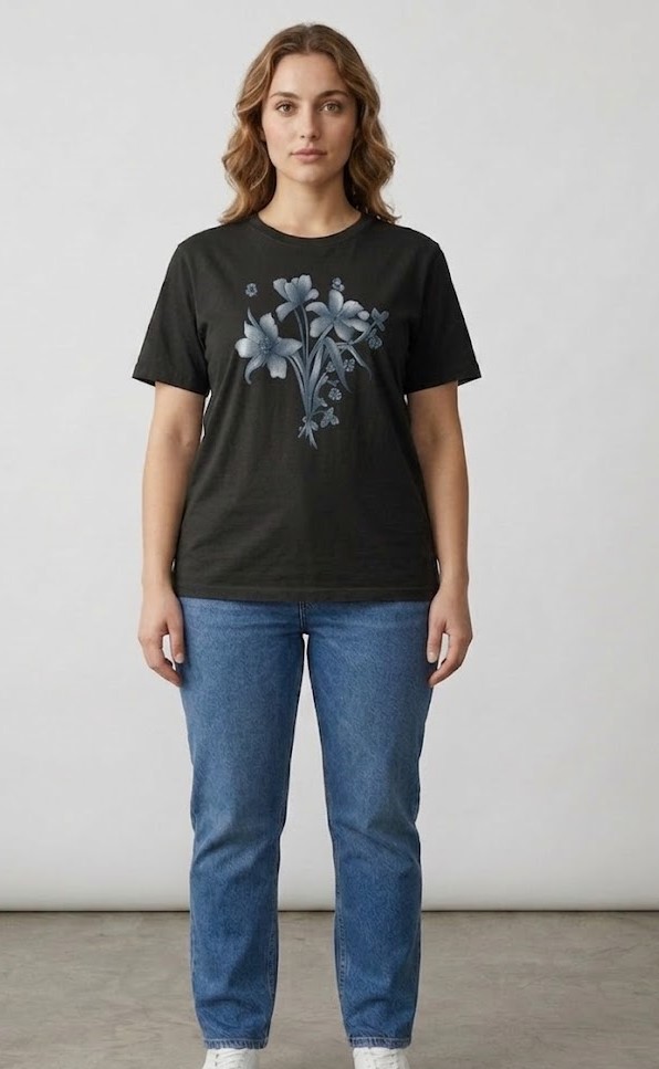 Tricou marime mare mov 1+1cadou orhidee