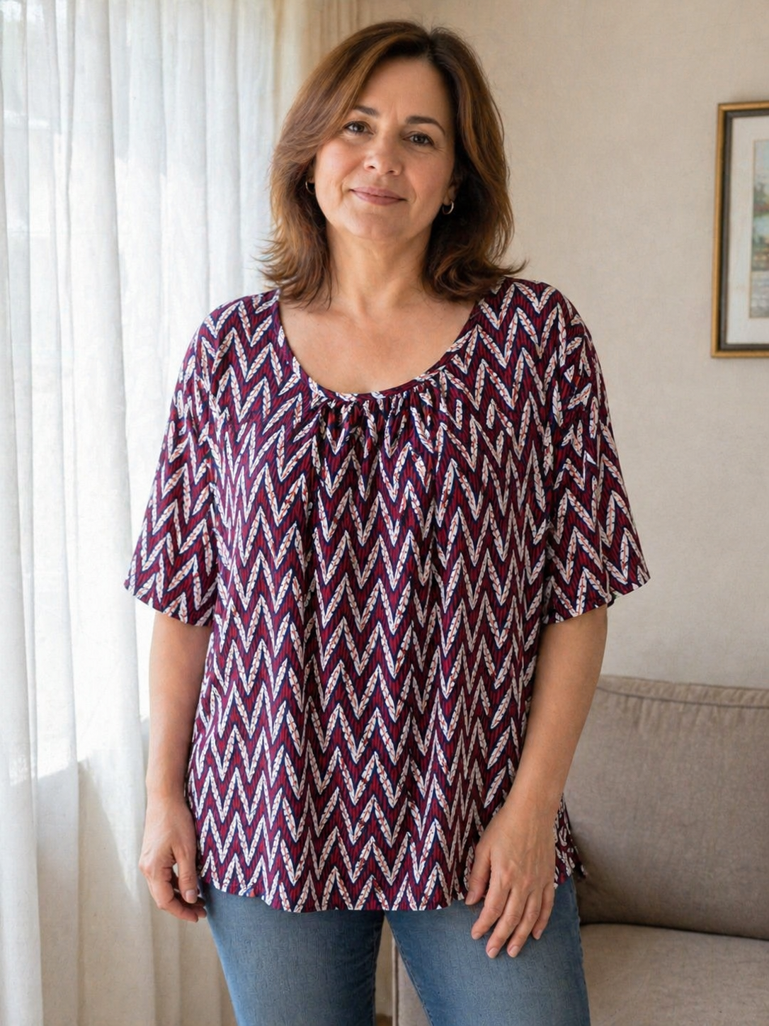 Bluza dama 1+ 1cadou imprimeu V rosu