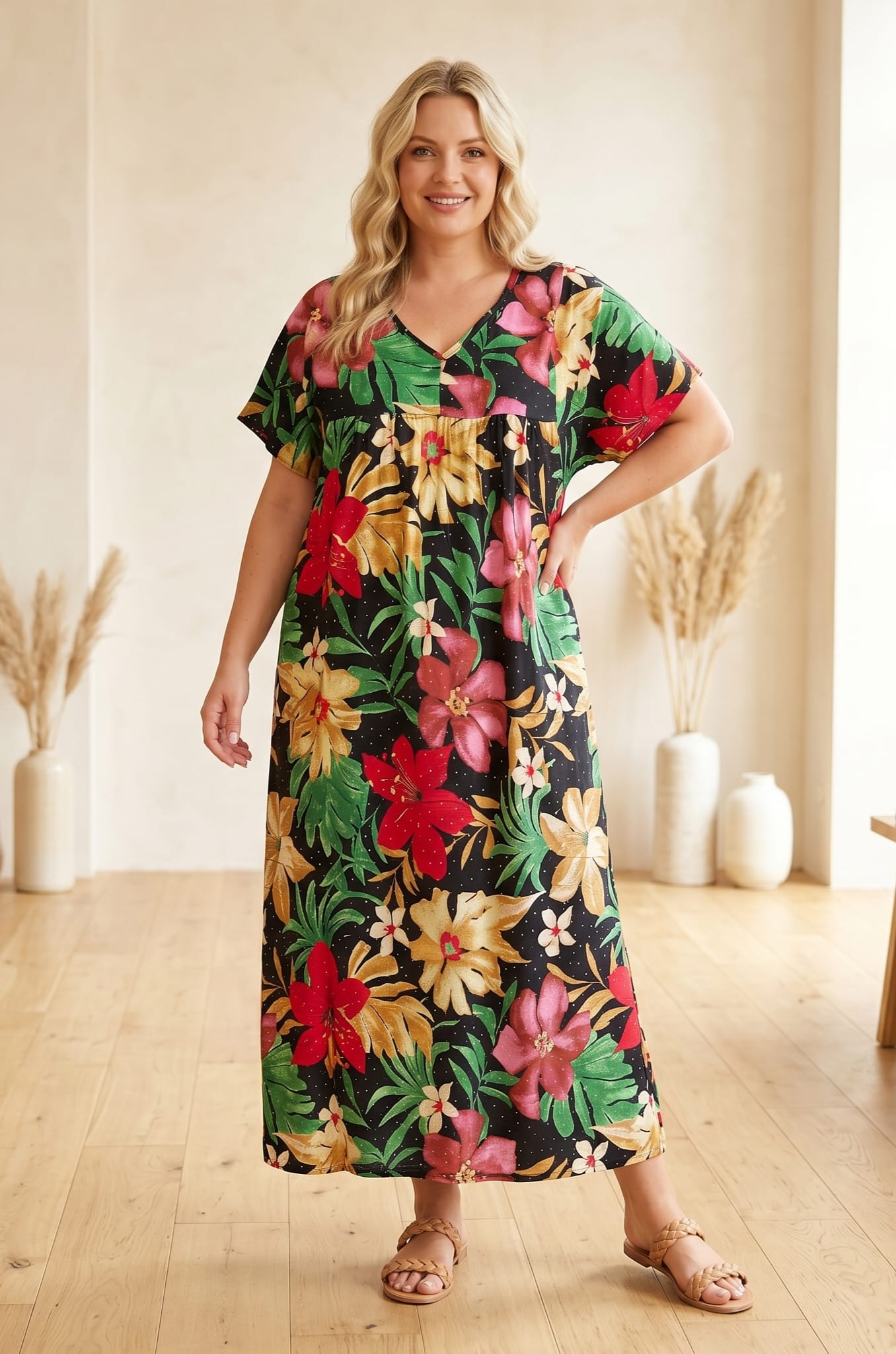 Rochie vaporoasa imprimeu floral pietricele decorative