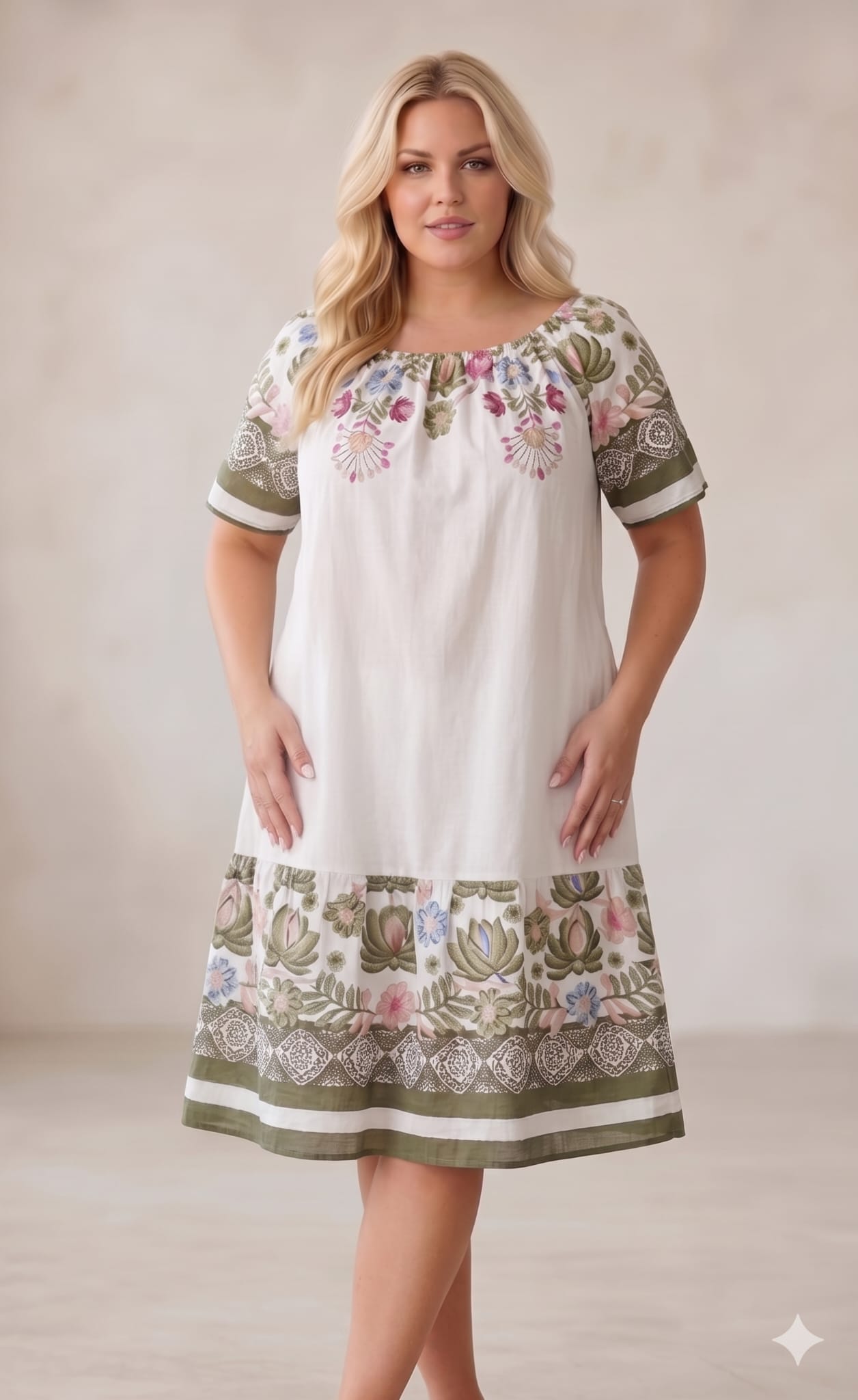 Rochie damă mărimi mari flori 1+1cadou