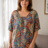 Bluza dama 1+ 1cadou imprimeu abstract multicolor