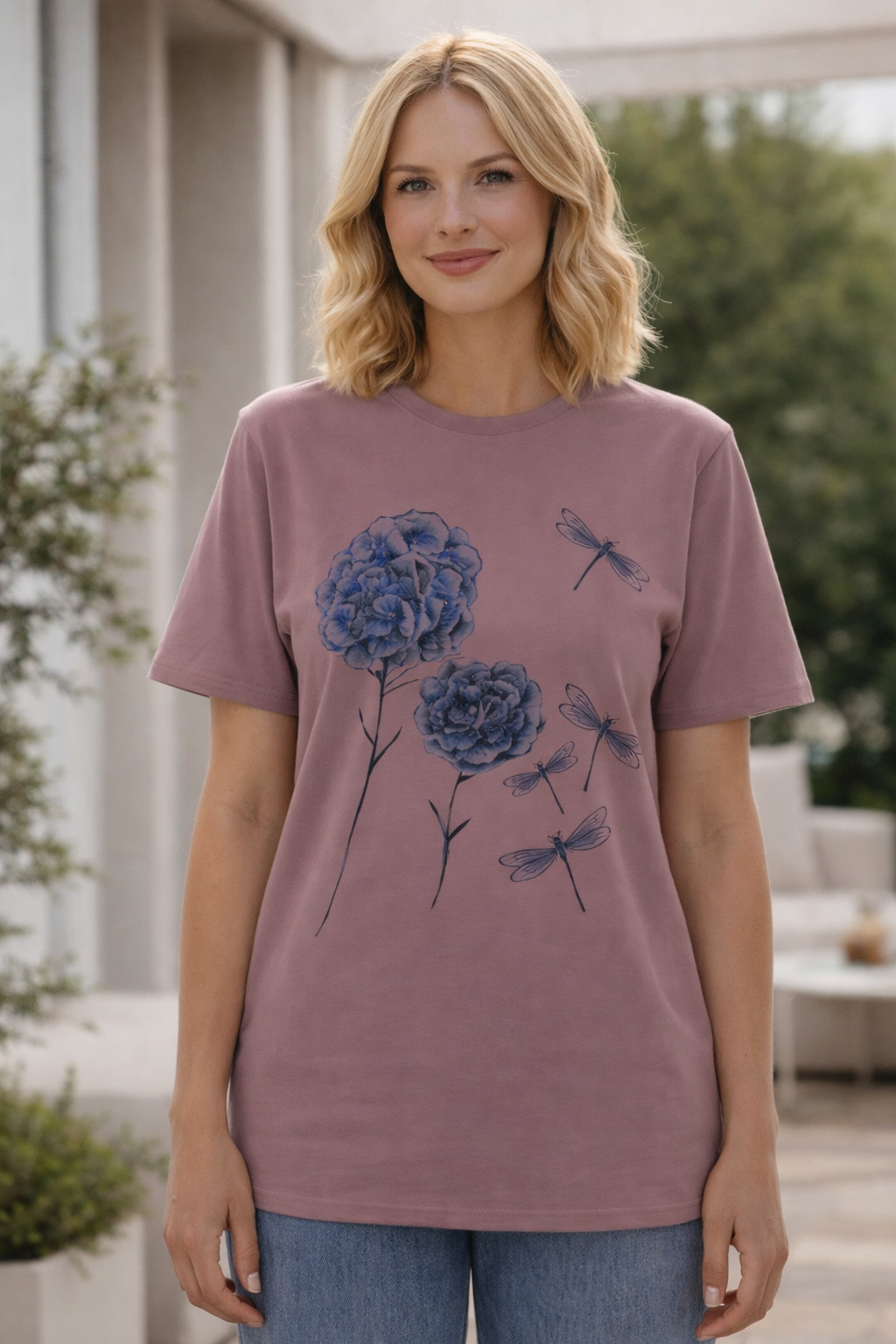 Tricou marime mare mov 1+1cadou libelule