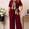 Compleu elegant dama cu doua esarfe bordo
