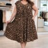 Rochie marime mare supradimensionata leopard deschis