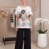Compleu elegant dama culoare vibranta negru