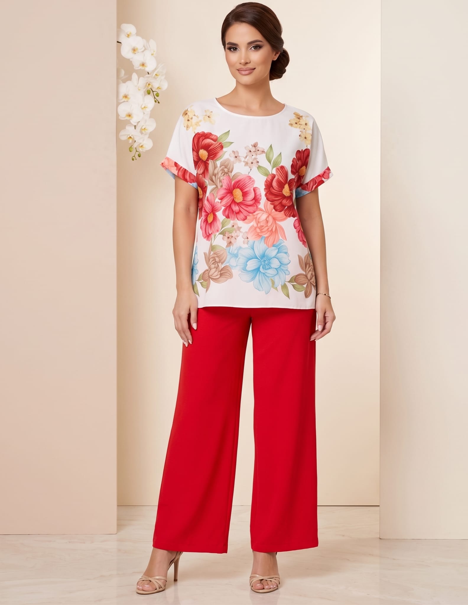 Compleu elegant dama culoare vibranta rosu