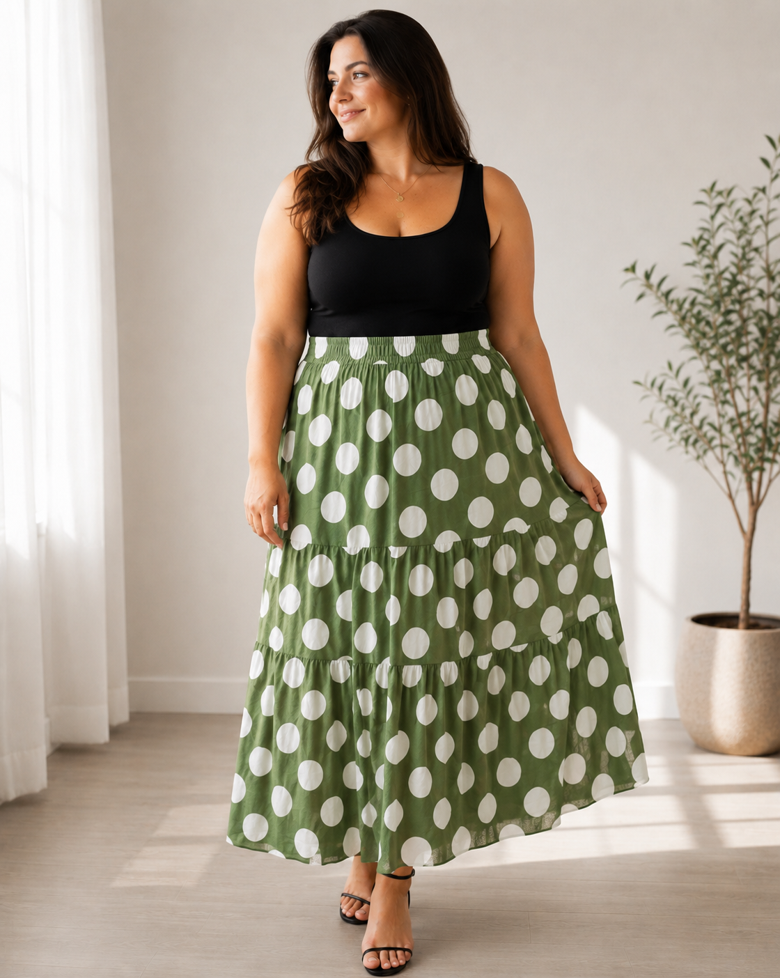 Rochie vaporoasa 1+1cadou buline culoare verde
