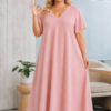 Rochie versatila vaporoasa Betty roz pudra
