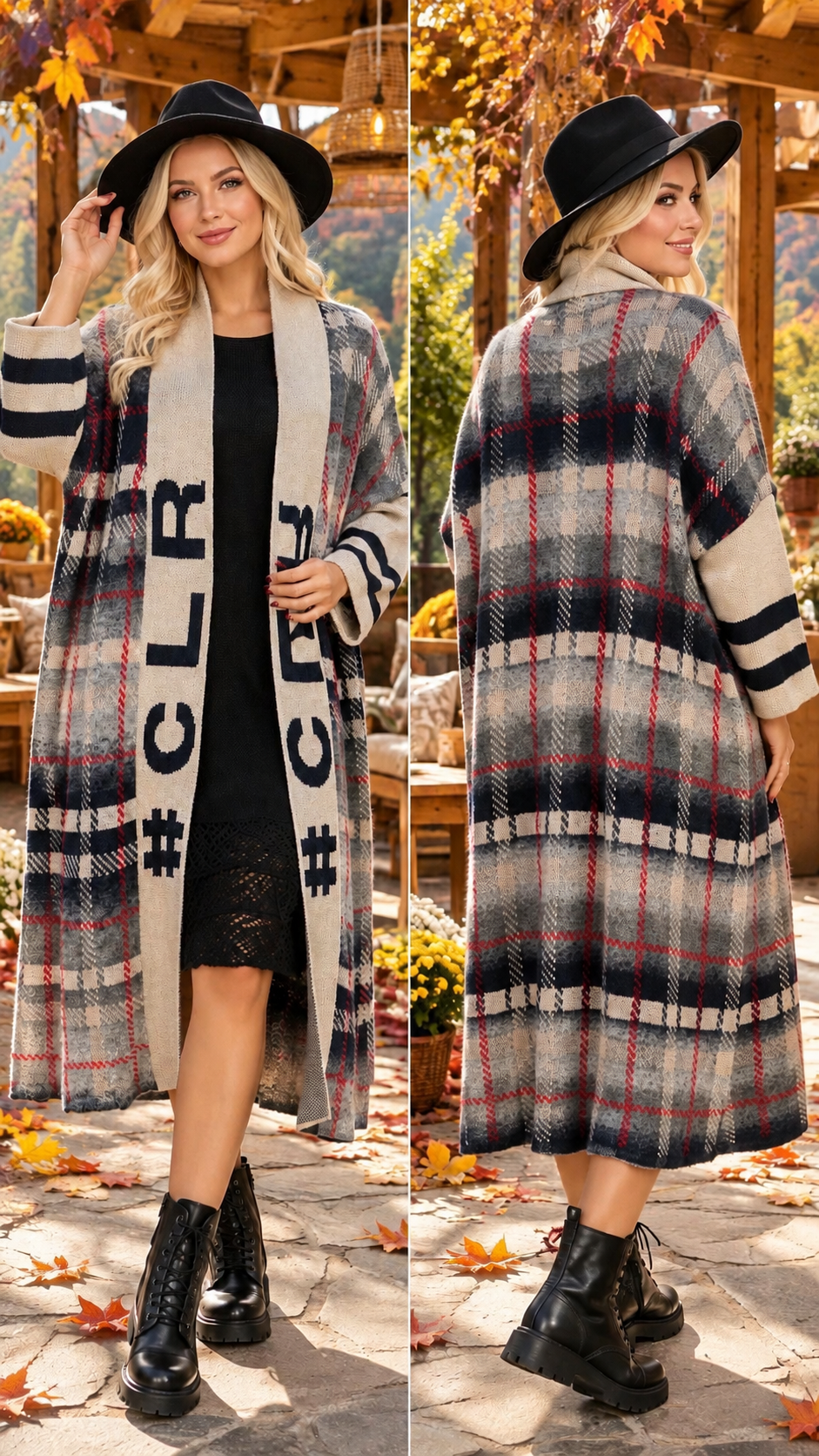 Poncho extra large elegant carouri negru