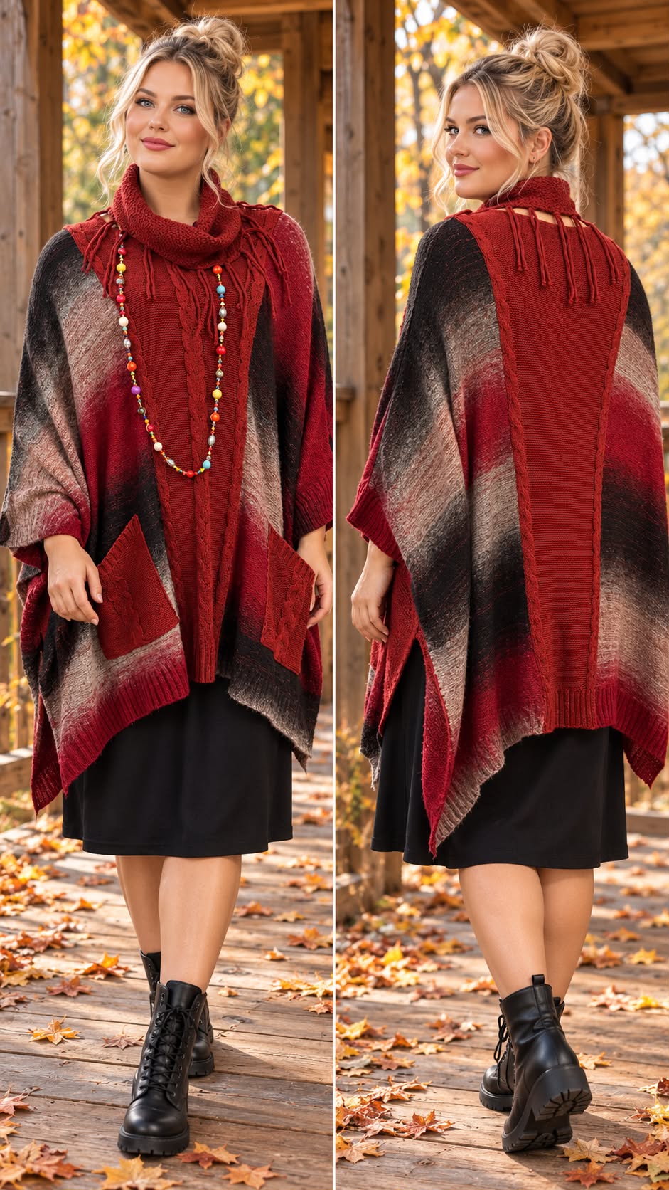 Tunica tricot lana buzunare pandativ grena