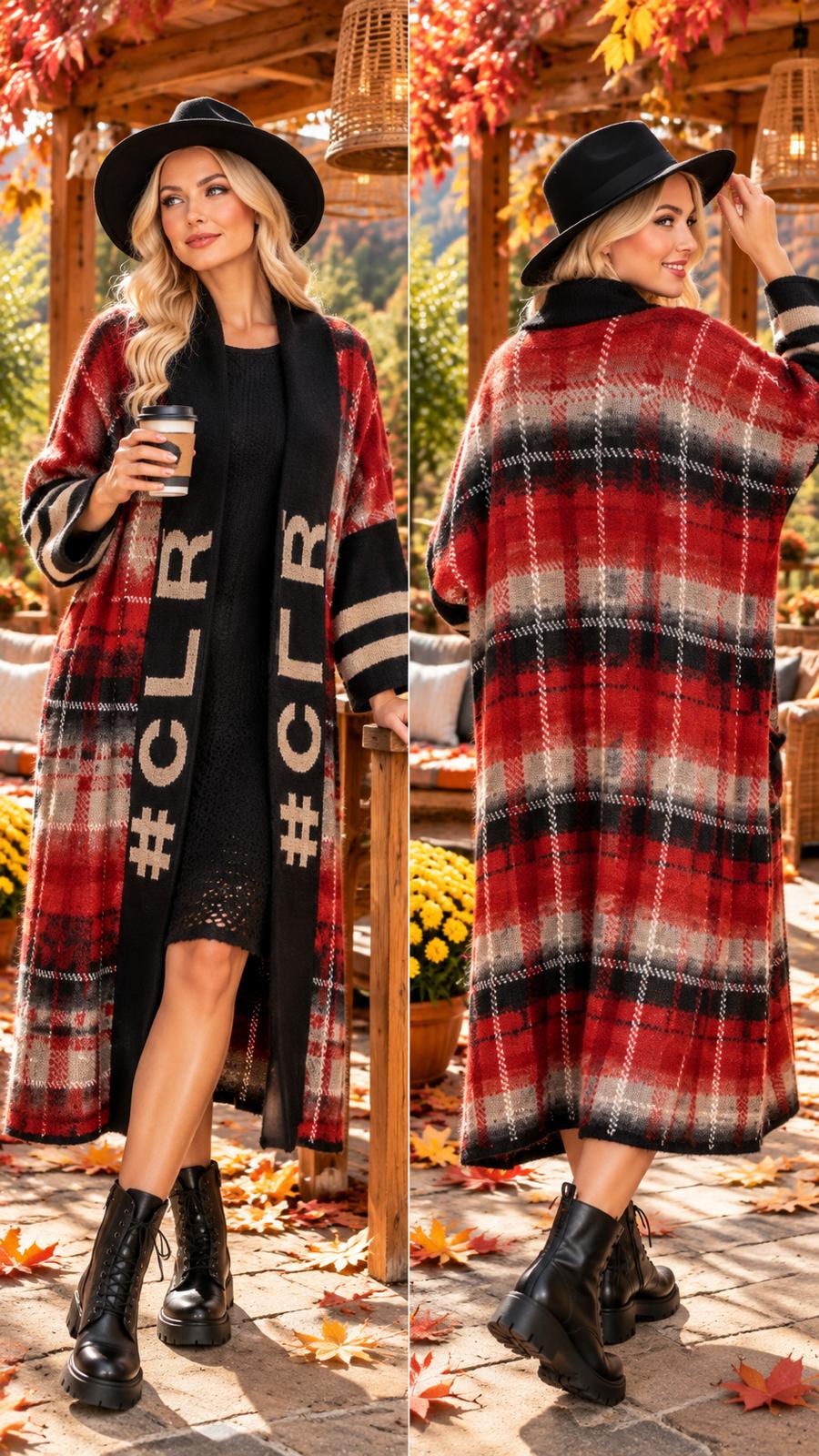 Poncho extra large elegant carouri rosu